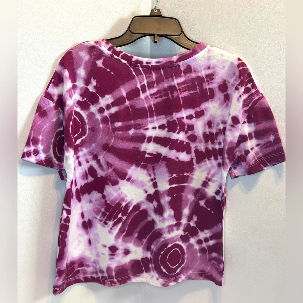 Girls JUSTICE Pink Sequin Graphic Tie Dye Short Sleeve T Shirt Size Large